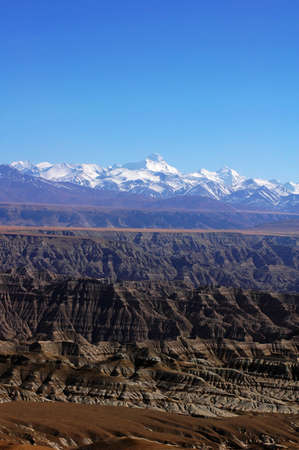 Landscape in the highlands of Tibetの写真素材