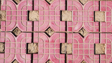 Closeup view of floor made of bricks