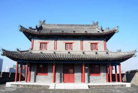 Landmark of the famous ancient city wall of Xian, Chinaの写真素材