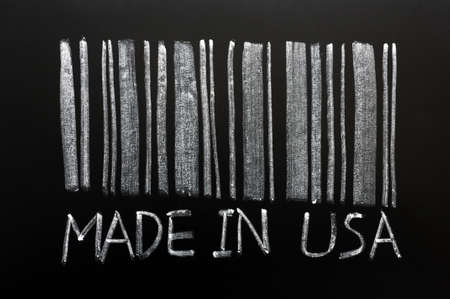 Barcode of Made in USAwritten with chalk on a blackboard