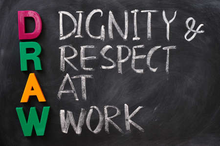 DRAW acronym written on a smudged blackboardの写真素材