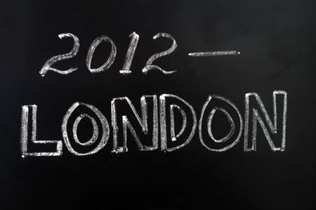 London 2012 sports competition Games - Text written on a blackboardのeditorial素材