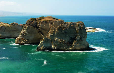 Landscape of the famous site of Pigeon Rocks in Beirut,Lebanon
