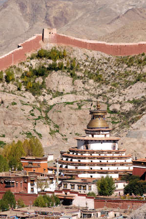 Famous landmark of Gyangze lamasery in Tibet
