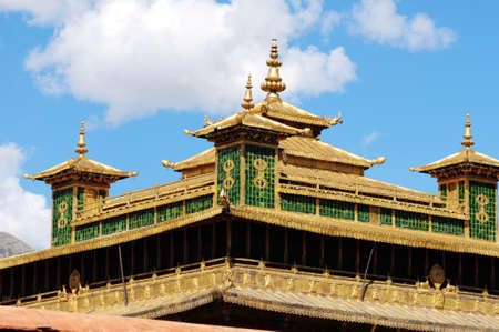 Golden roofs of a historic lamasery in Tibet