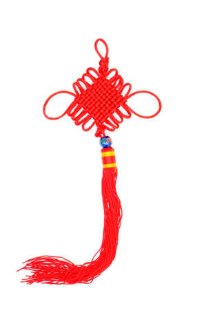 Chinese red auspicious knot isolated on a white background