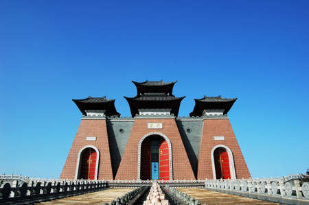 China Gate, traditional Chinese ancient building against blue skyのeditorial素材