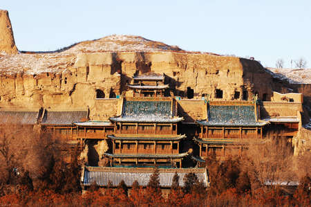 Famous historic Yungang Grottoes in Shannxi China