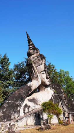 Famous historic buddha sculpture in the Laosのeditorial素材