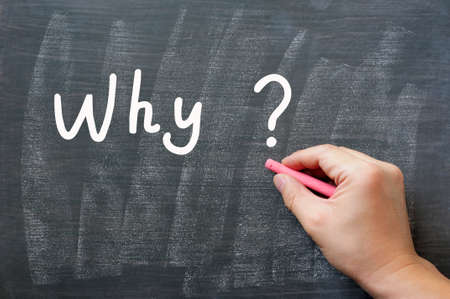 Why - written on a smudged chalkboard with chalkの写真素材