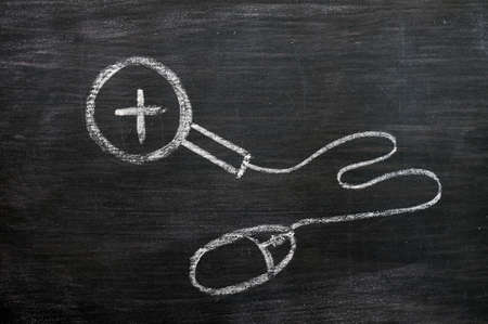 Online search concept drawn with chalk on a blackboardの写真素材