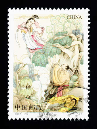 CHINA - CIRCA 2002: A Stamp printed in China shows a historic love story, circa 2002の写真素材
