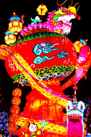 Traditional Chinese lanterns at the Lantern Festivalの写真素材