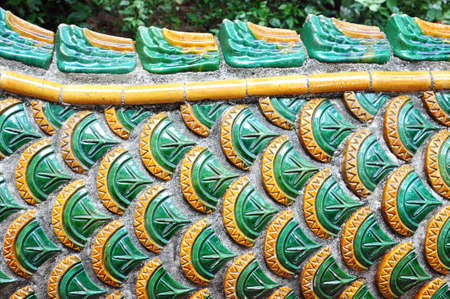 Dragon scales details from a huge historic building of dragon in Chiang Mai, Thailandの写真素材