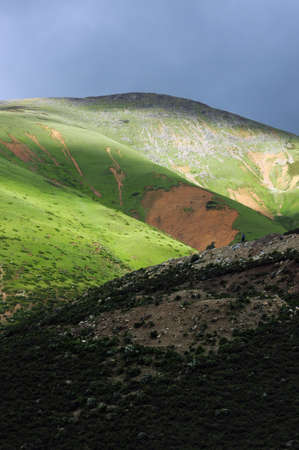 Landscape of mountains in Tibet in the summerの写真素材