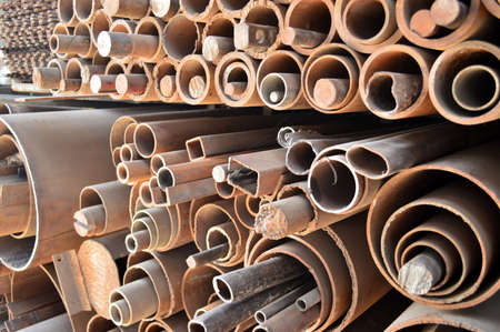 Stack of Steel Pipe endsの写真素材