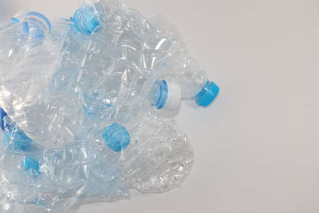 Close up of plastic bottle, Water Bottle, Packing, recyclable waste isolated on white background.の写真素材