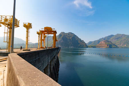 Rajjaprabha Dam (Choew Lan Dam) in the jungle. Outdoor travel style. in Surat Thani THAILANDの写真素材