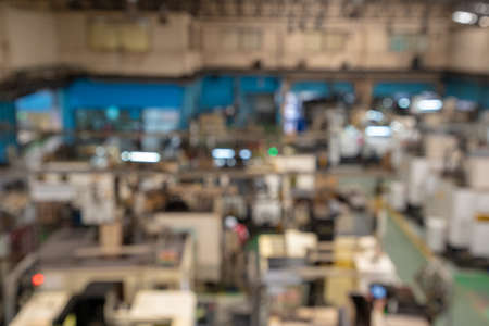 Abstract blur and bokeh Background in factory, industry, construction, processing, warehouse, Equipment, Power Generator, lathe.のeditorial素材