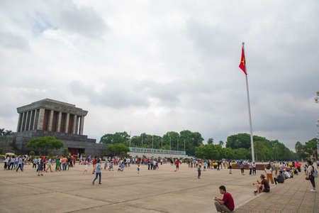 BA DINH, HANOI/VIETNAM - JULY 29: Ho Chi Minh Mausoleum in the holiday is the final resting place of...