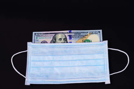 Money in The United Stated Of America USD and mask guard face earloop surgical for doctor, people...