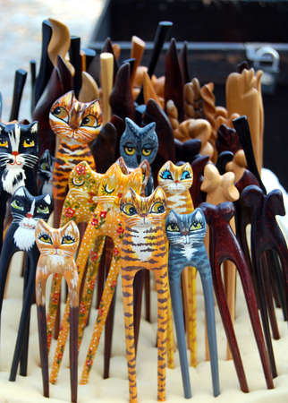 wooden catsの写真素材