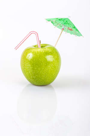 fresh apple like a drink containerの写真素材