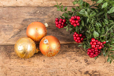 noel decoration on wooden surfaceの写真素材