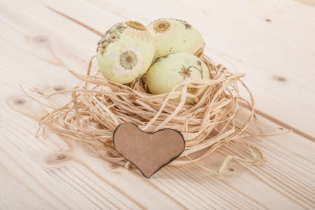 easter eggs decorated with flowersの写真素材