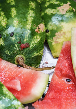 leftovers of a watermelon as a backgroundの写真素材