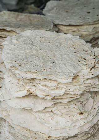 Homemade filo leaves as a backgroundの写真素材