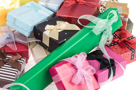 Colorful gift boxes as a background