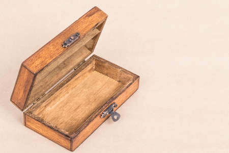 A retro style opened empty wooden box