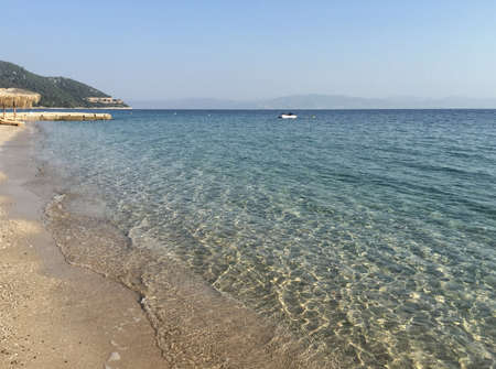 Soft wave of sea on a beach in Thassos Island of Greece
