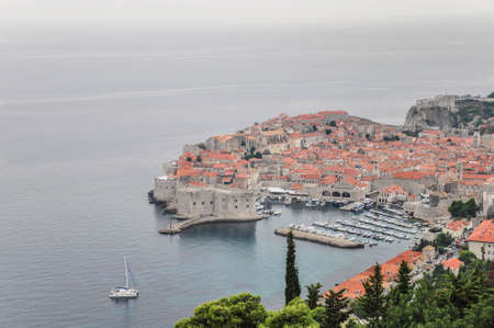 Aerial view of old city of Dubrovnik in Croatia, popular tourist attraction on Adriatic.のeditorial素材