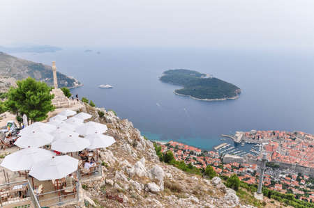 Aerial view of old city of Dubrovnik in Croatia, popular tourist attraction on Adriatic.のeditorial素材