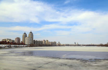 Kiev, capital city of Ukraine under snow in winter.のeditorial素材