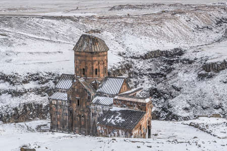 Ani Ruins that was Armenian capital in the past, now is plateau with the ruins of churches near the Turkish Armenian border in Turkey.のeditorial素材