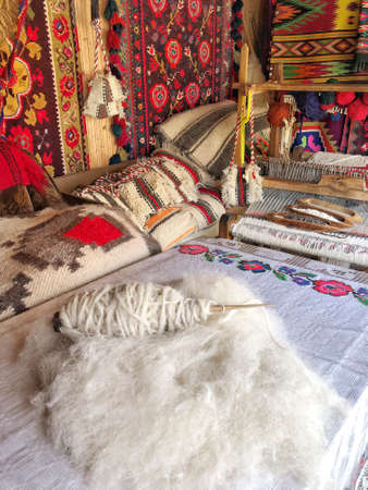 handmade natural rope for carpet loom in Romaniaの写真素材