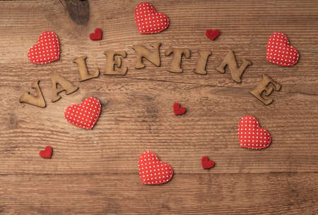 valentines day template on a wooden background with copy spaceの写真素材