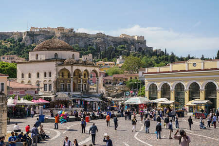Athens, Greece - April 30, 2016; Tzistarakis Mosque on Monastiraki Square in Athens, Greece.のeditorial素材