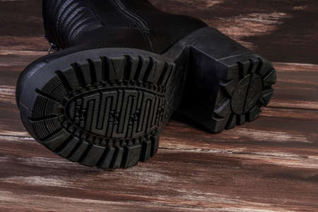 under of a new high healed leather bootの写真素材