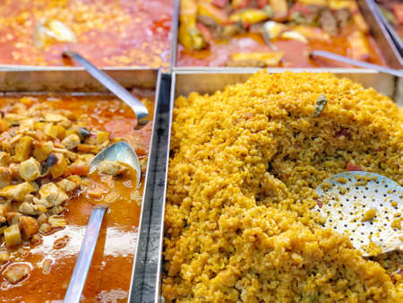 variety of Turkish food in a local restaurant in Istanbul, Turkeyの写真素材