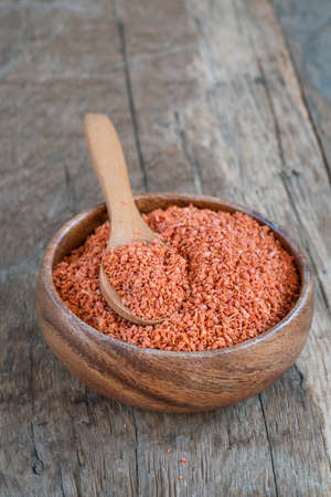 Tarhana, traditional Turkish dried cereal food consisting of fermented flour, yoghurt, and vegetable mix, then dry to cook or prepare soup known as "tarhana" in Turkish, Turkey. selective focusの写真素材