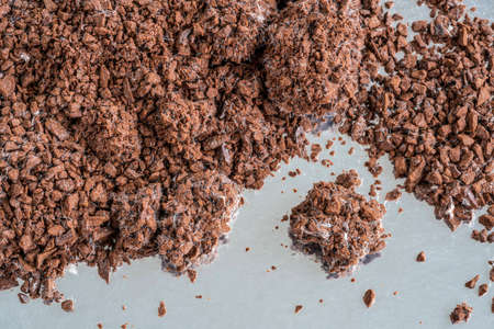 instant coffee, background with granulated instant coffee grounds spoiled by mold. unhealthy rotten food and drink concept because of mold or molds with selective focusの写真素材