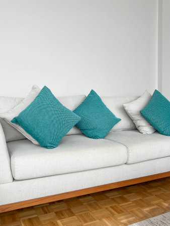 comfortable sofa with pillows. cozy comfortable couch with pillows or cushions with selective focus...