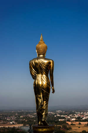 back of golden buddha statue,Nan Thailandの写真素材