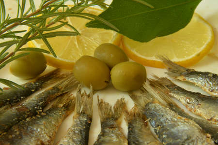 Salted anchovy as mealの写真素材