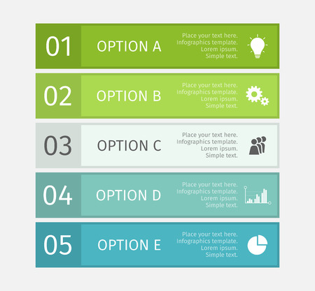 Modern blue and green lines for business infographics. Vector template with 5 steps, parts, options, stagesのイラスト素材