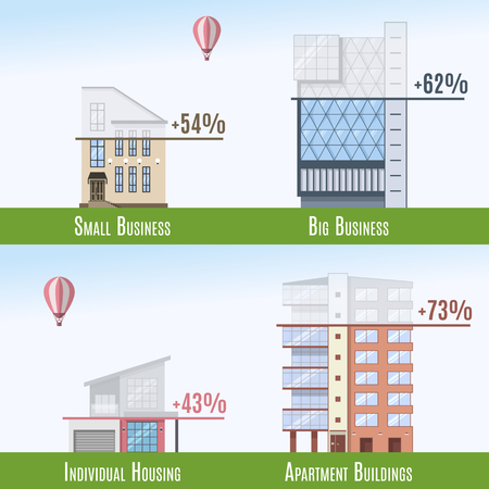 Commercial and Residential Real Estate Infographics with crarts. Vector illustration.のイラスト素材